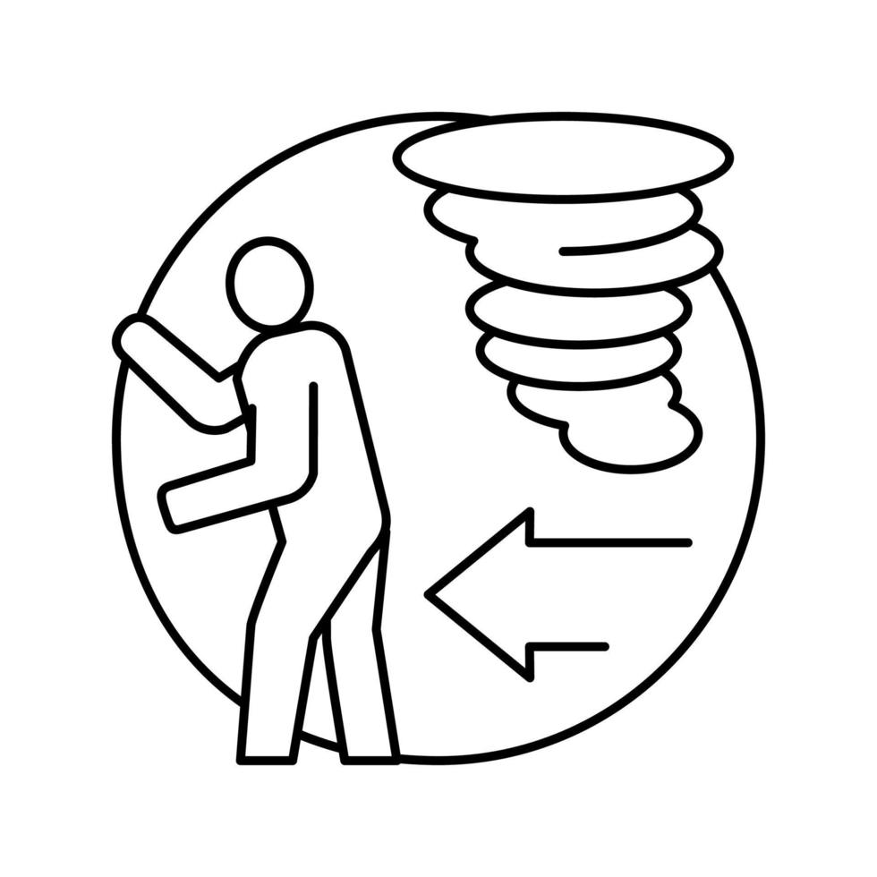 ontsnapping uit orkaan vluchteling lijn pictogram vectorillustratie vector