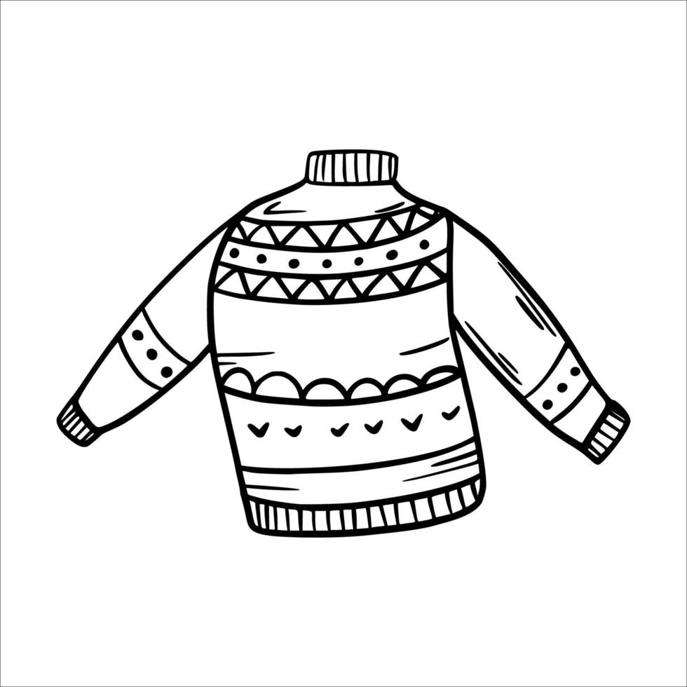 trui. warm winter kleren. vector illustratie in schetsen stijl. gebreid trui.