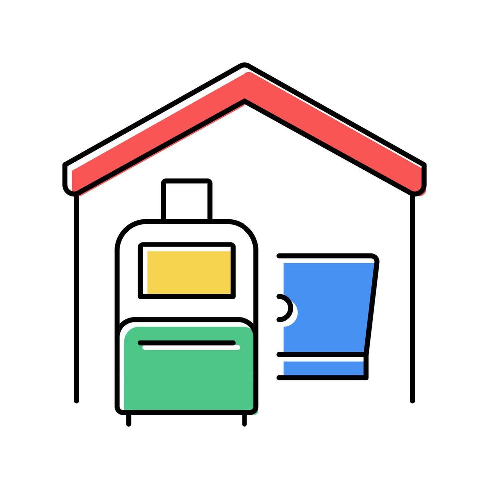 bagage en laptop in huis kleur pictogram vectorillustratie vector