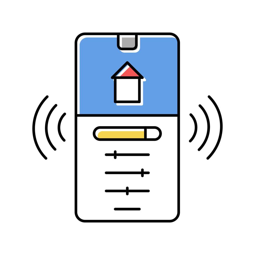 mobiele applicatie voor controle en instellen van slimme huiskleurpictogram vectorillustratie vector