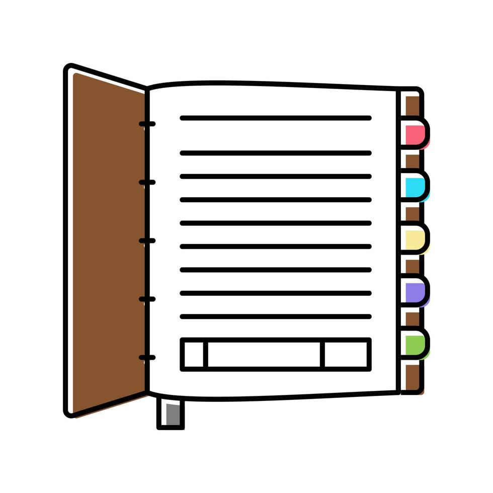 organisator boek kleur icoon vector illustratie