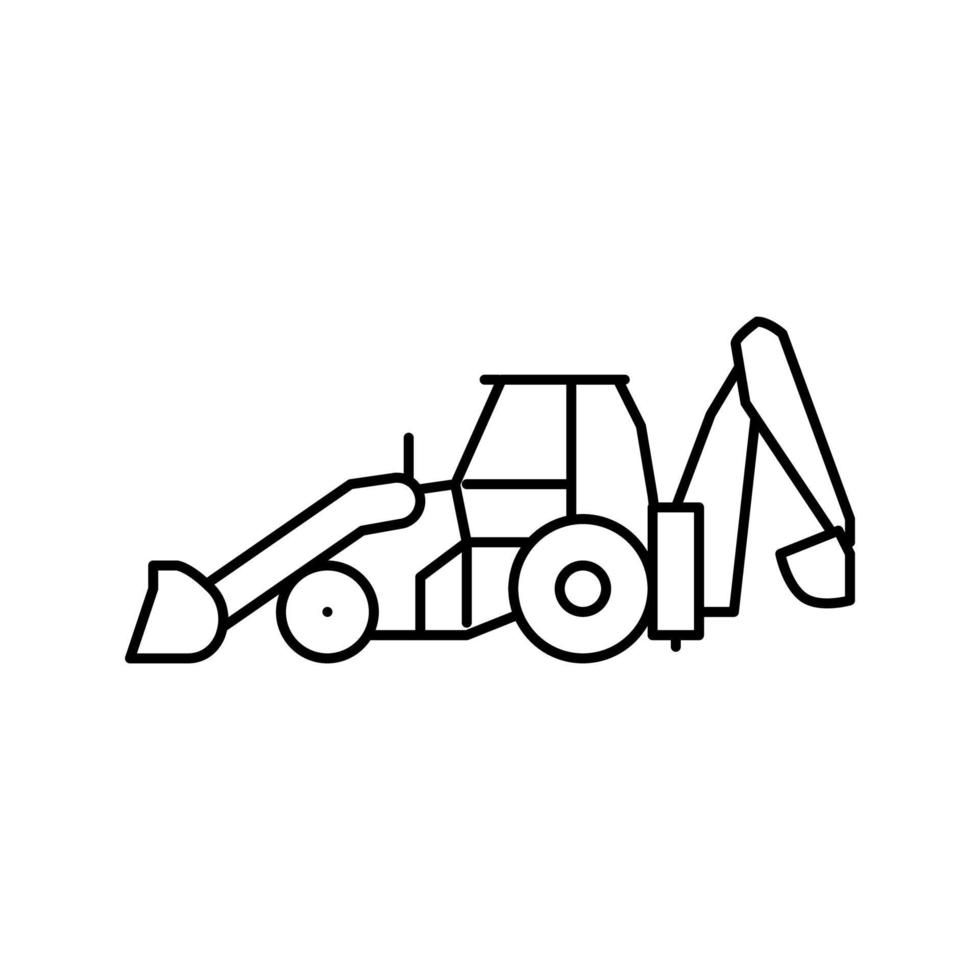 backhoe bouw auto voertuig lijn icoon vector illustratie