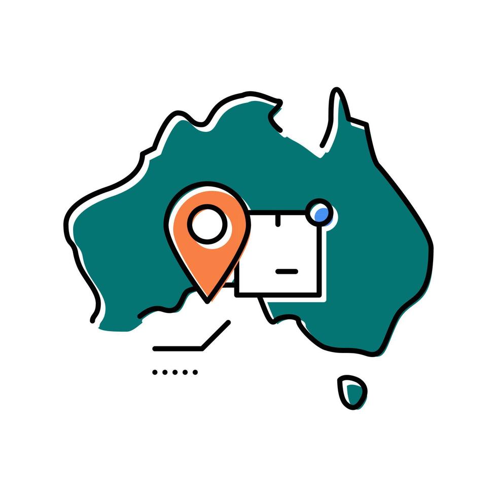 Australië verzending tracking kleur pictogram vectorillustratie vector