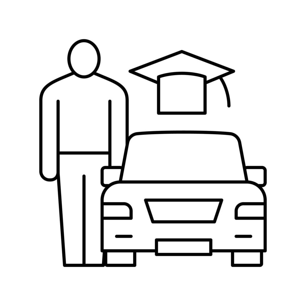 rijlessen voor volwassenen lijn pictogram vectorillustratie vector