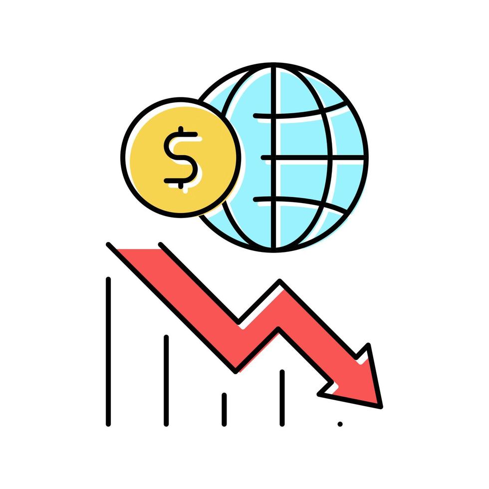 wereldwijde economie crisis kleur pictogram vectorillustratie vector