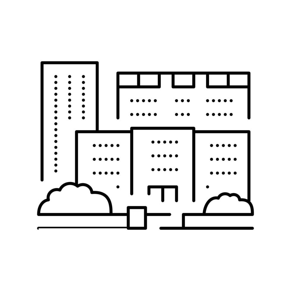 wooncomplex appartement gebouw lijn pictogram vectorillustratie vector