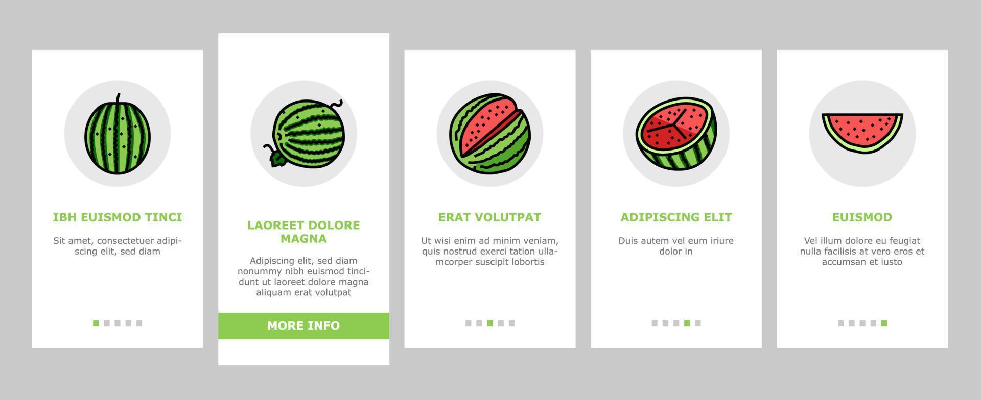 watermeloen zomer fruit plak onboarding pictogrammen reeks vector