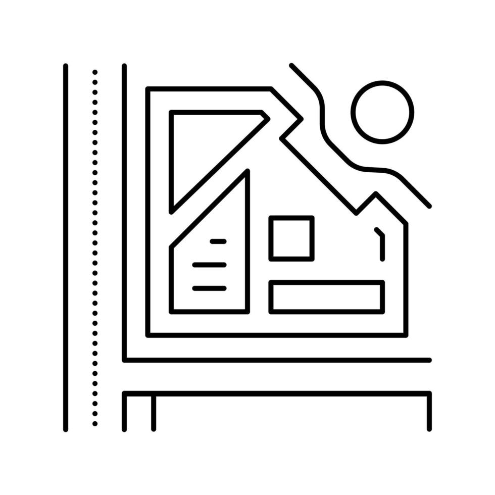 tuin locatie op kaart lijn pictogram vectorillustratie vector