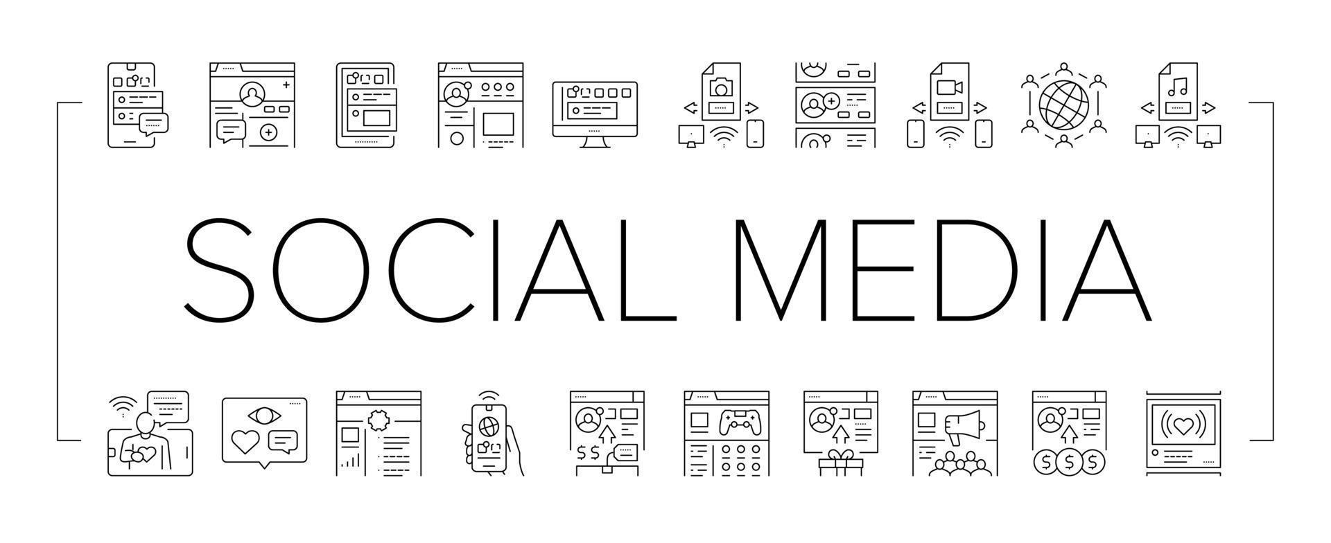 internet sociale media collectie iconen set vector