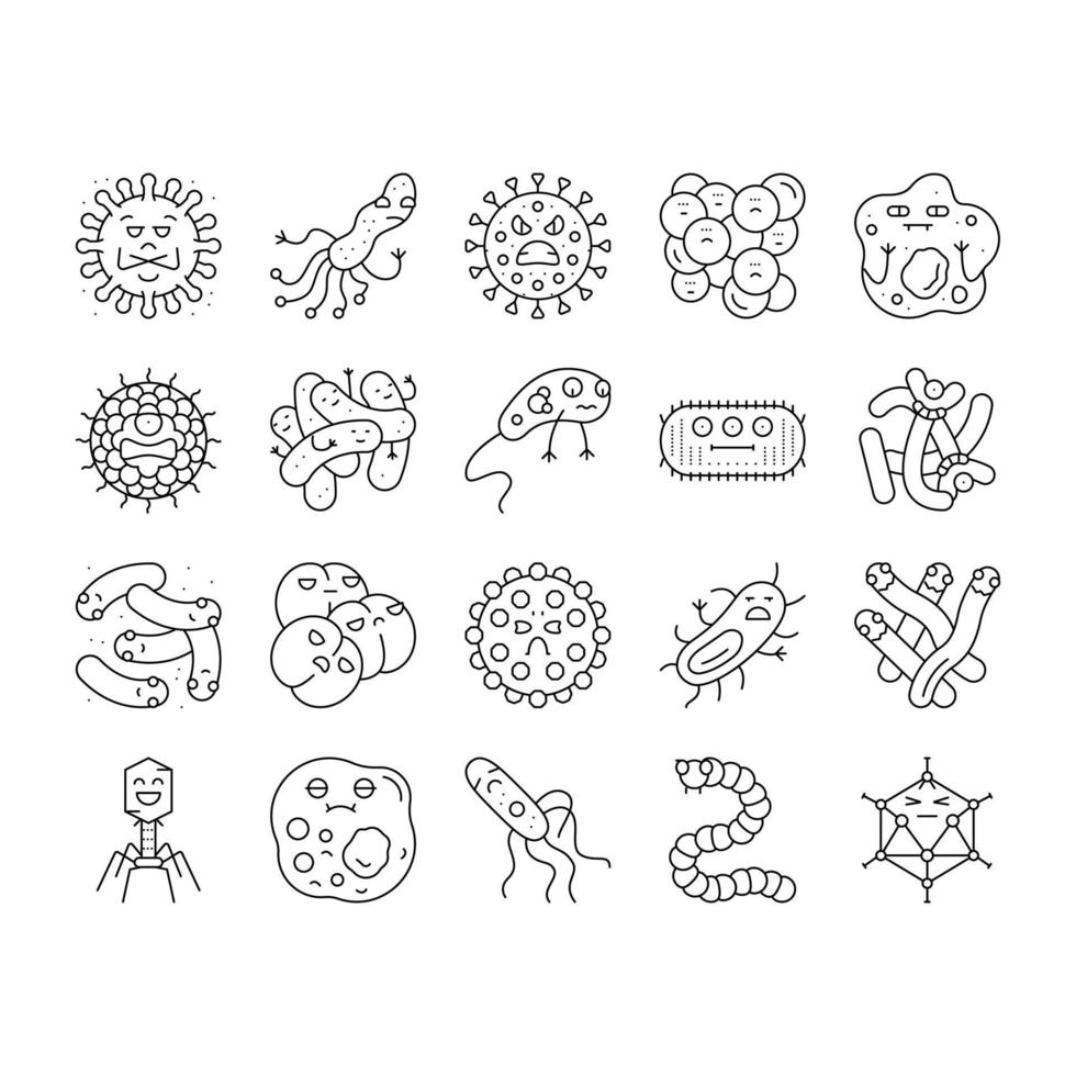 bacterie virus bacterie cel pictogrammen reeks vector