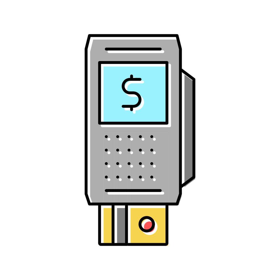 bankkaart contact betaal pos terminal kleur pictogram vectorillustratie vector