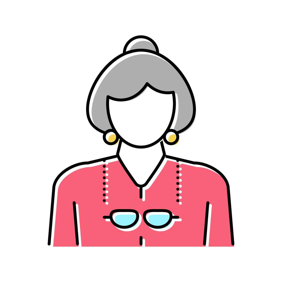 oudere vrouw oma kleur pictogram vectorillustratie vector