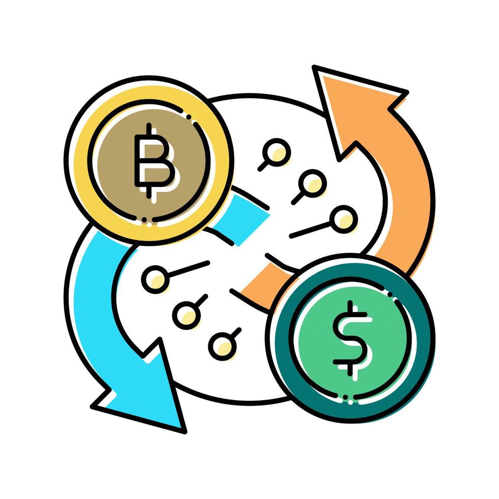 uitwisseling cryptocurrency kleur pictogram vectorillustratie vector