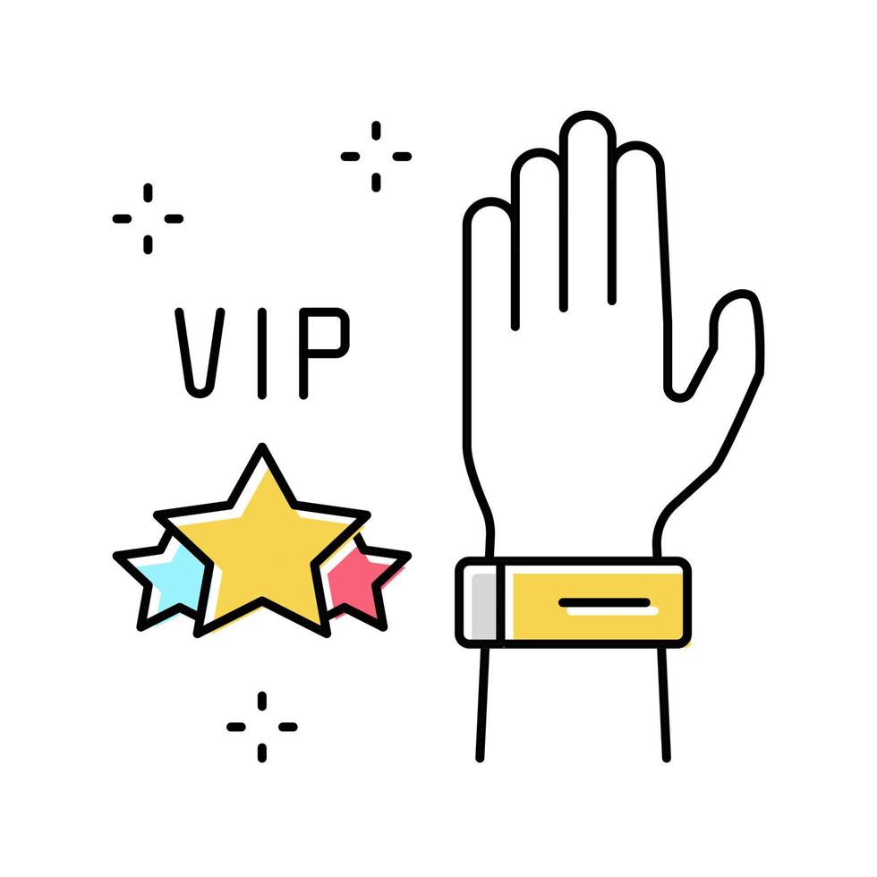 VIP-armband voor concertbezoeker kleur pictogram vectorillustratie vector