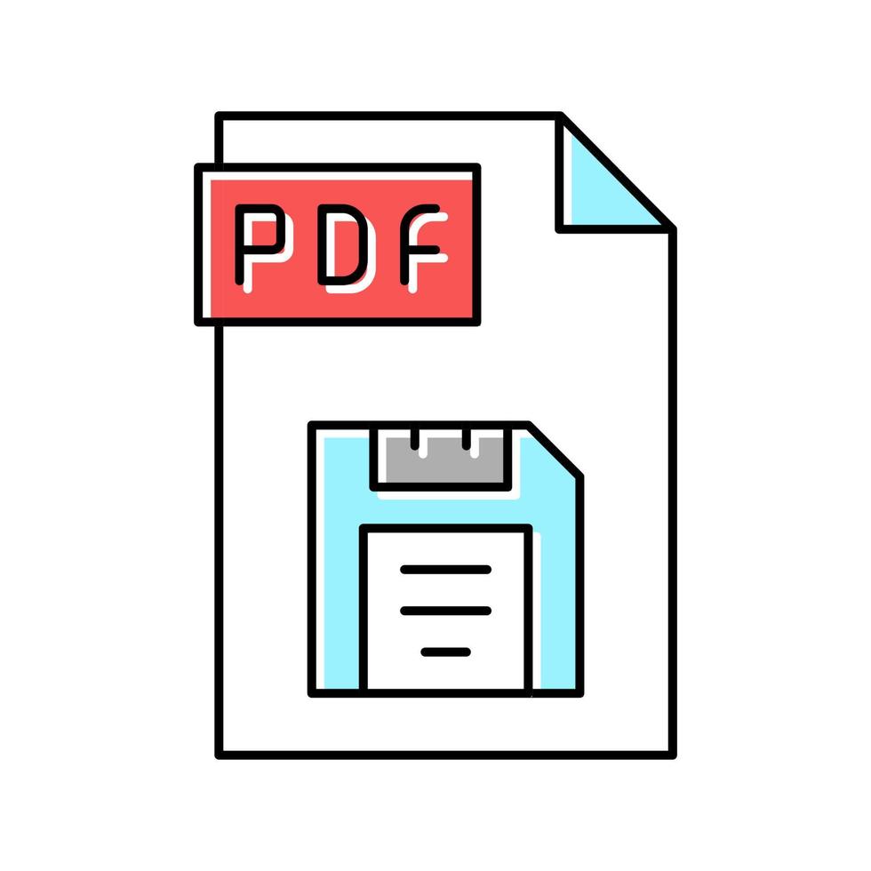 opslaan pdf-bestand kleur pictogram vectorillustratie vector