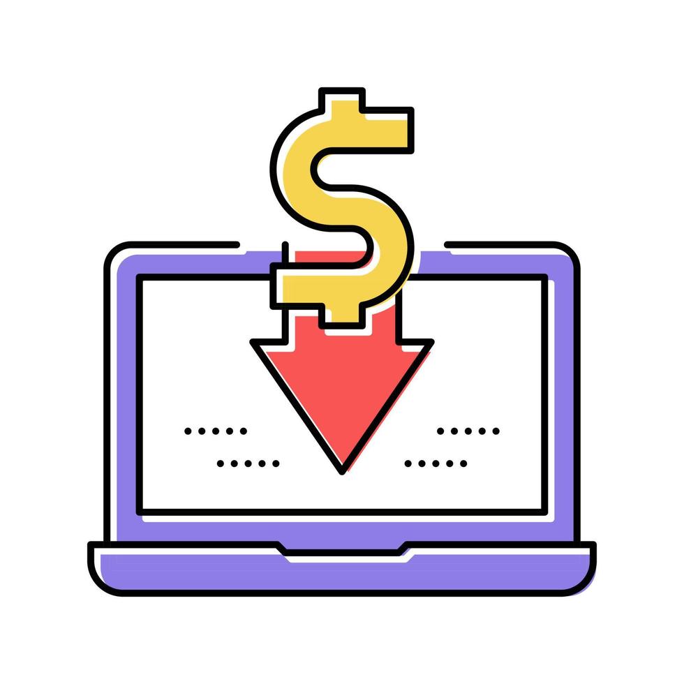 economische info laptop kleur pictogram vectorillustratie vector