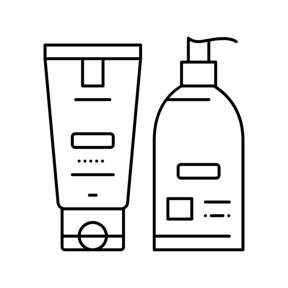 handcrème en lotion verpakking lijn pictogram vectorillustratie vector