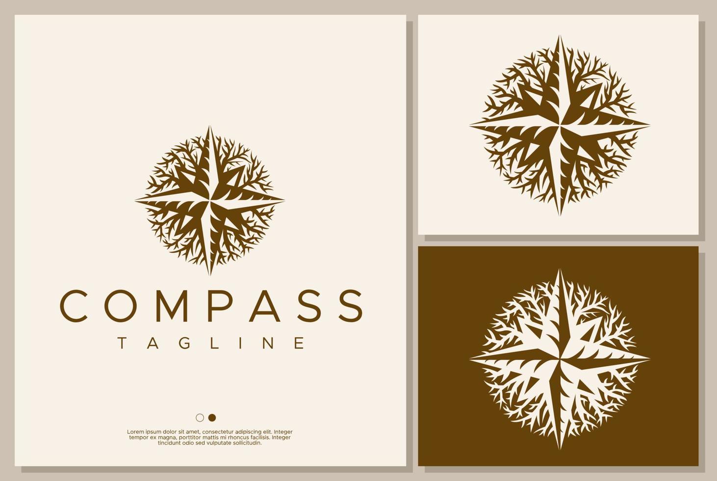 wortel kompas logo ontwerp branding. wijnoogst kompas natuur logo vector grafisch.