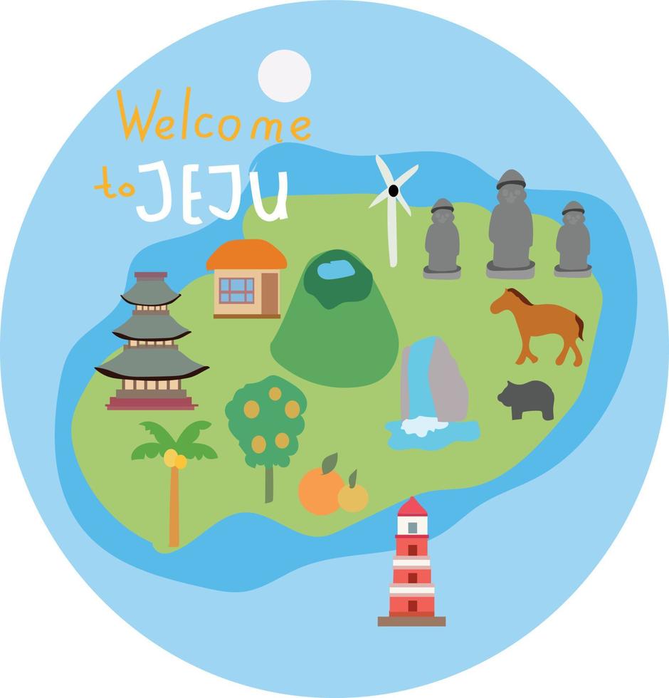 Welkom naar jeju eiland illustratie vector