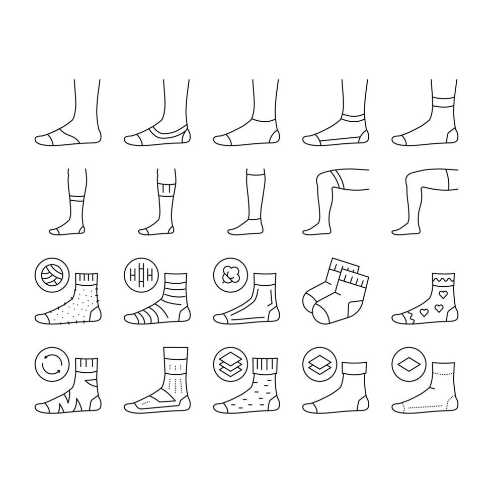 sokken stof accessoire collectie iconen set vector