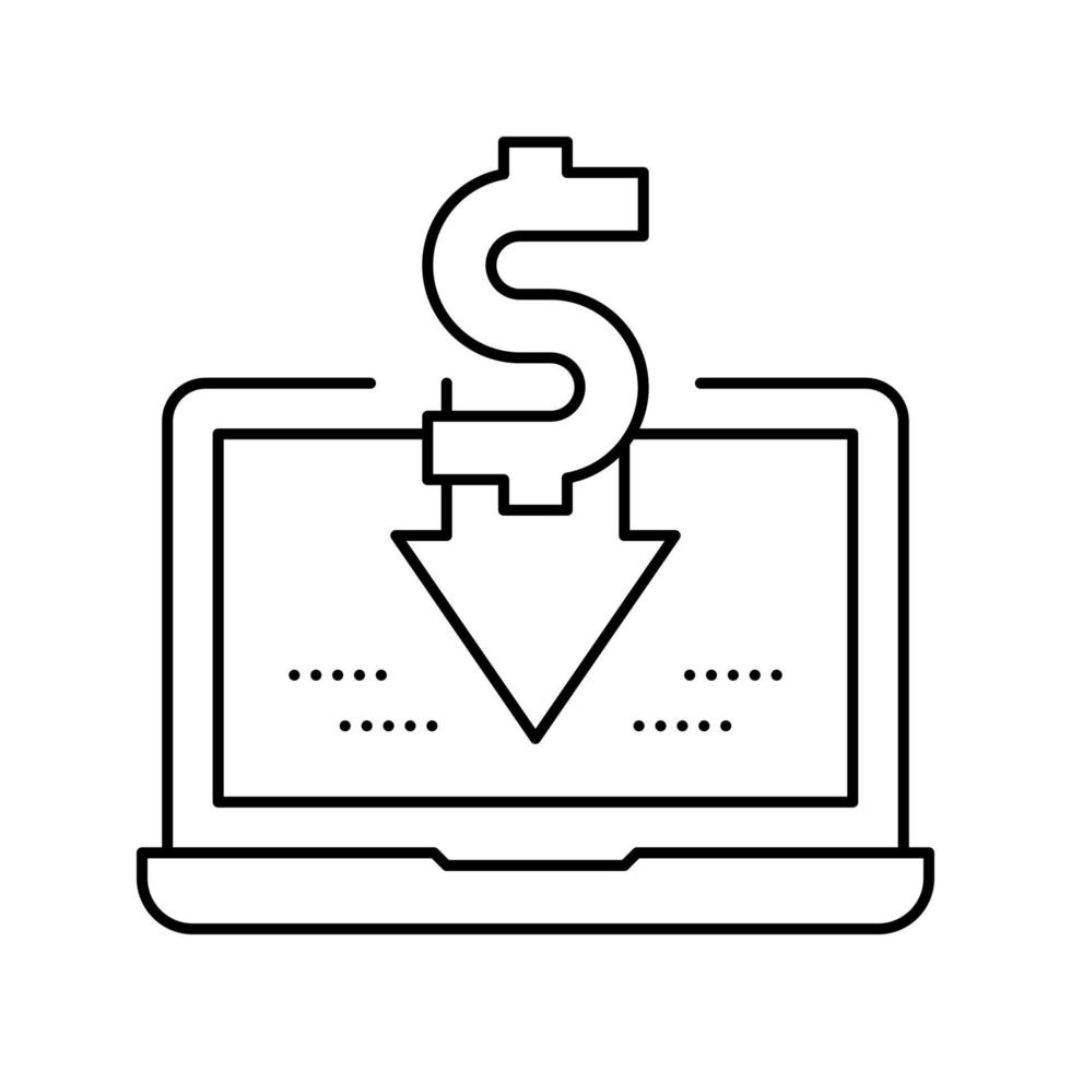 economische info laptop lijn pictogram vectorillustratie vector