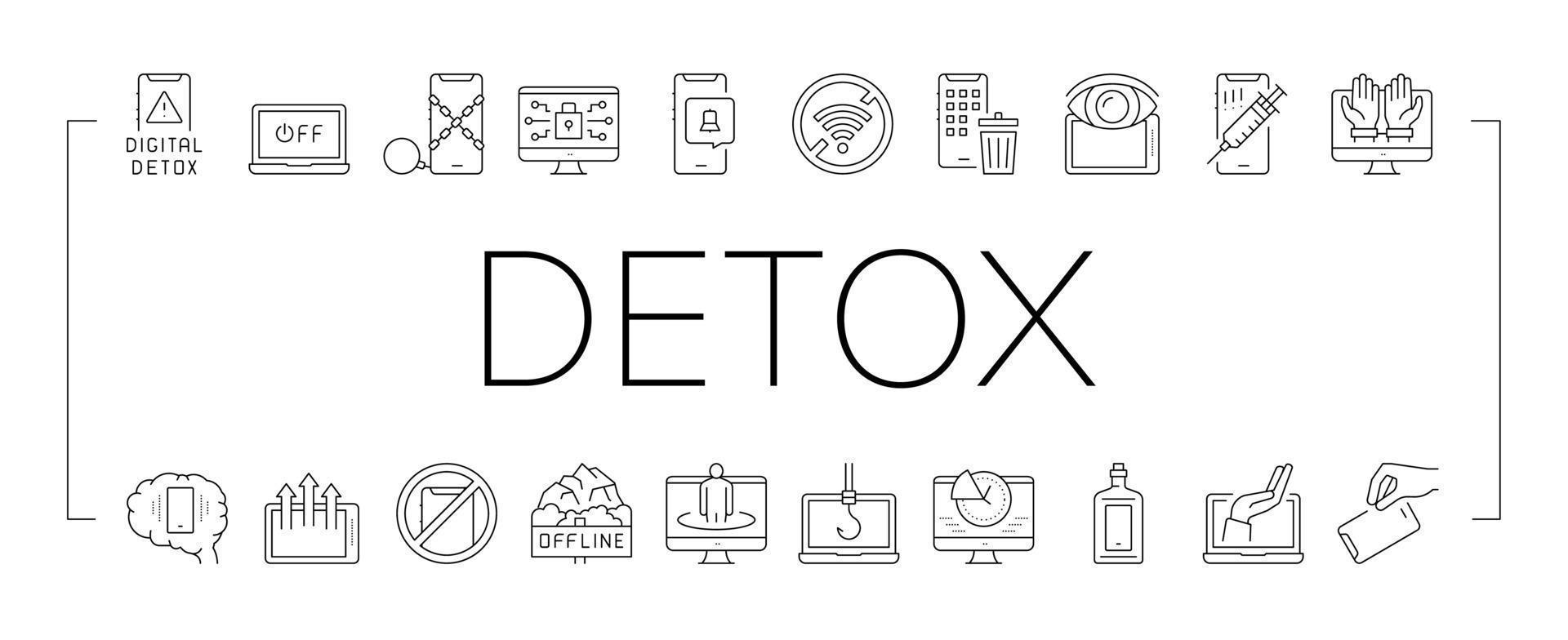 digitaal apparaat detox collectie iconen set vector