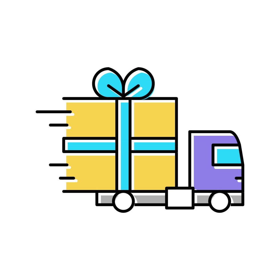 geschenk vrij Verzending kleur icoon vector illustratie