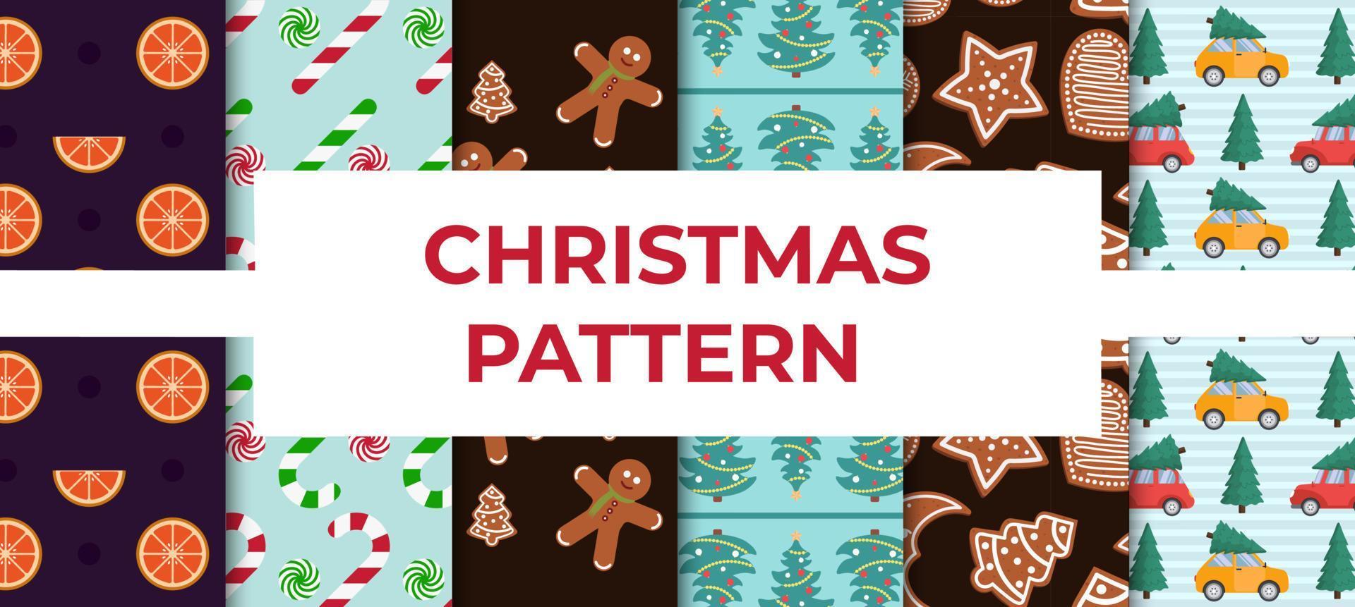 groot verzameling van Kerstmis patronen vector illustratie in vlak stijl