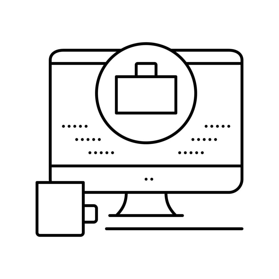 werk op afstand computerscherm lijn pictogram vectorillustratie vector