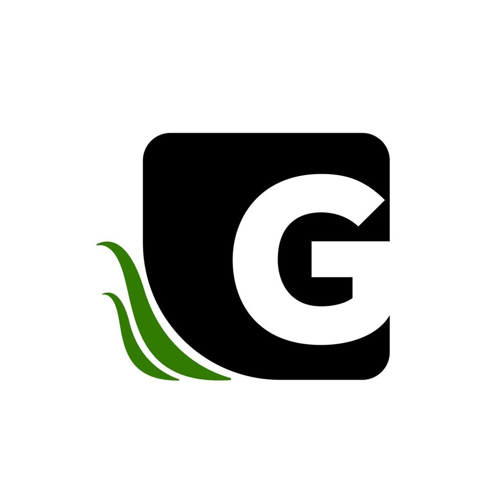 g brief met groen blad. g monogram vector. vector