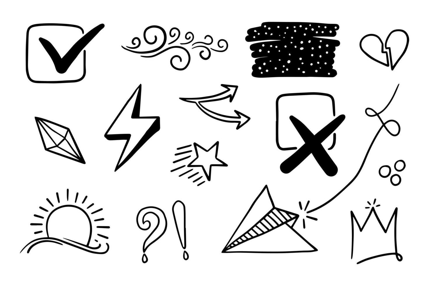 doodle element vector set, voor conceptontwerp.