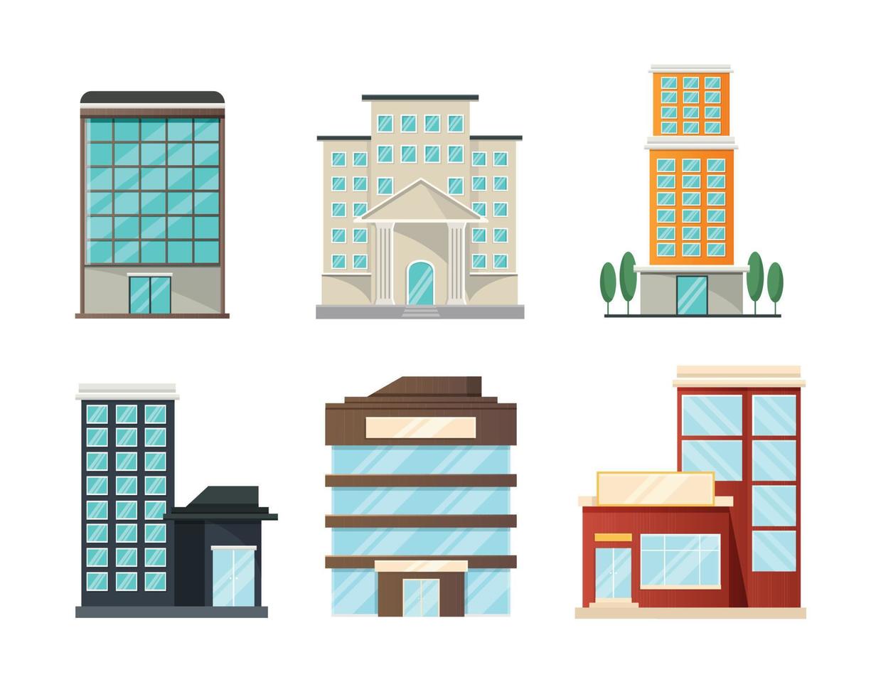 divers gebouwen vlak ontwerp vector illustratie