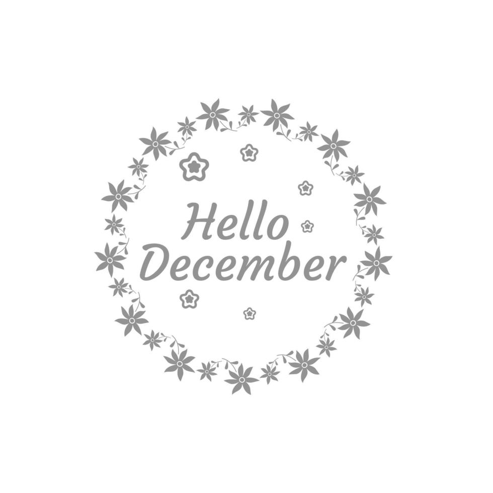 Hallo december citaat geïsoleerd Aan wit achtergrond. hand- getrokken winter inspirerend kaart. vector illustratie