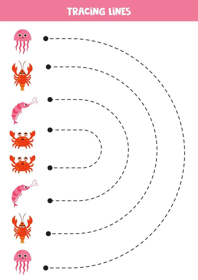 traceren lijnen voor kinderen. tekenfilm zee dieren. vector