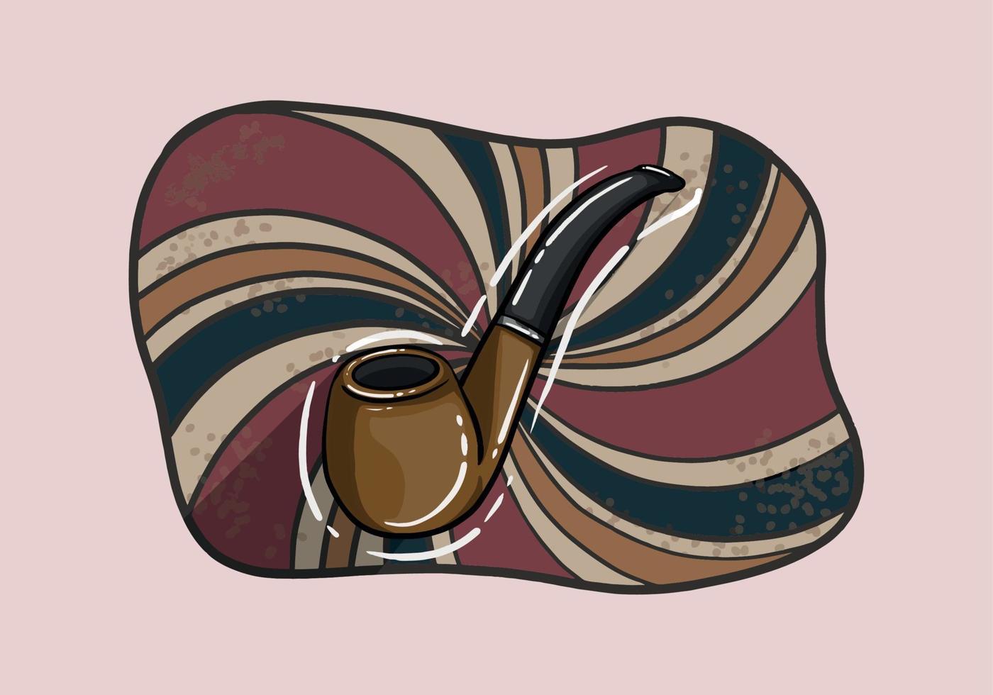 wijnoogst retro houten bruin tabak roken pijp illustratie. gebogen stam en Rechtdoor stang. kleur aanpasbare hand getekend vector