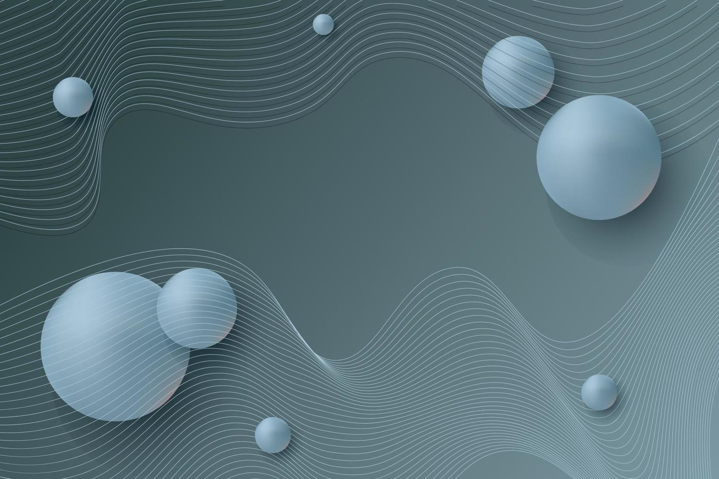 abstract vector modern horizontaal volumetrisch achtergrond met ballen of bollen en rooster lijnen.