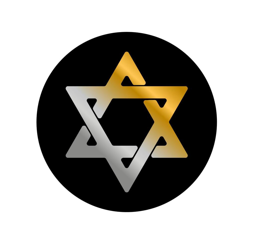 Joods symboliek vector icoon. de ster van david, is een symbool van jodendom net zo een religie zilver en goud kleuren.
