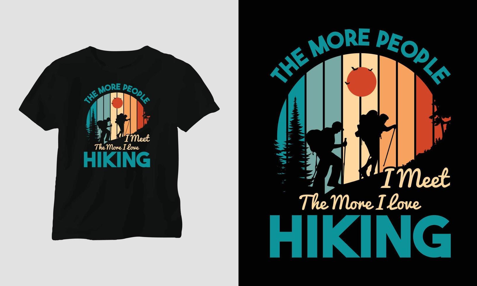 beklimming t-shirt ontwerp concept. ontworpen met berg, silhouet, bomen, en wijnoogst stijl. vector