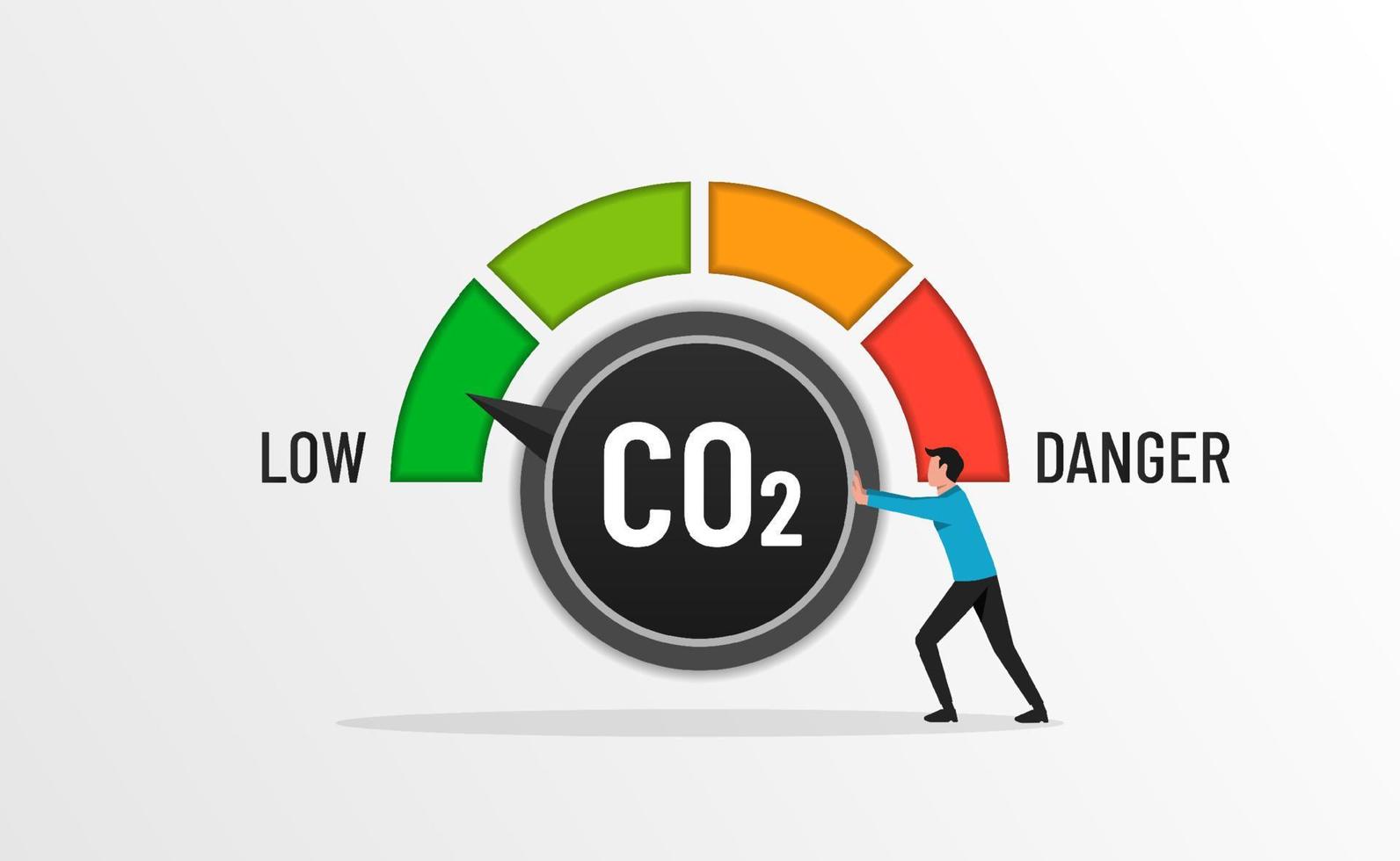 nul emissie concept met schakelaar knop richten naar groen indicator, schoon en duurzame technologie, hou op globaal opwarming campagne, groen eco energie vector