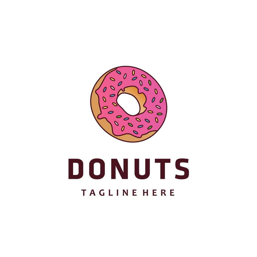 donut taart met roze room logo ontwerp kruidenier winkel vector