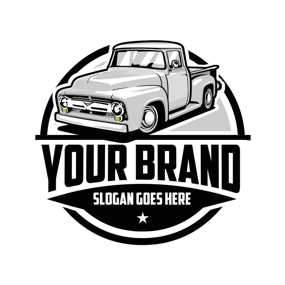 klassiek heet hengel oppakken vrachtauto embleem logo vector. het beste voor monteur en restauratie industrie vector