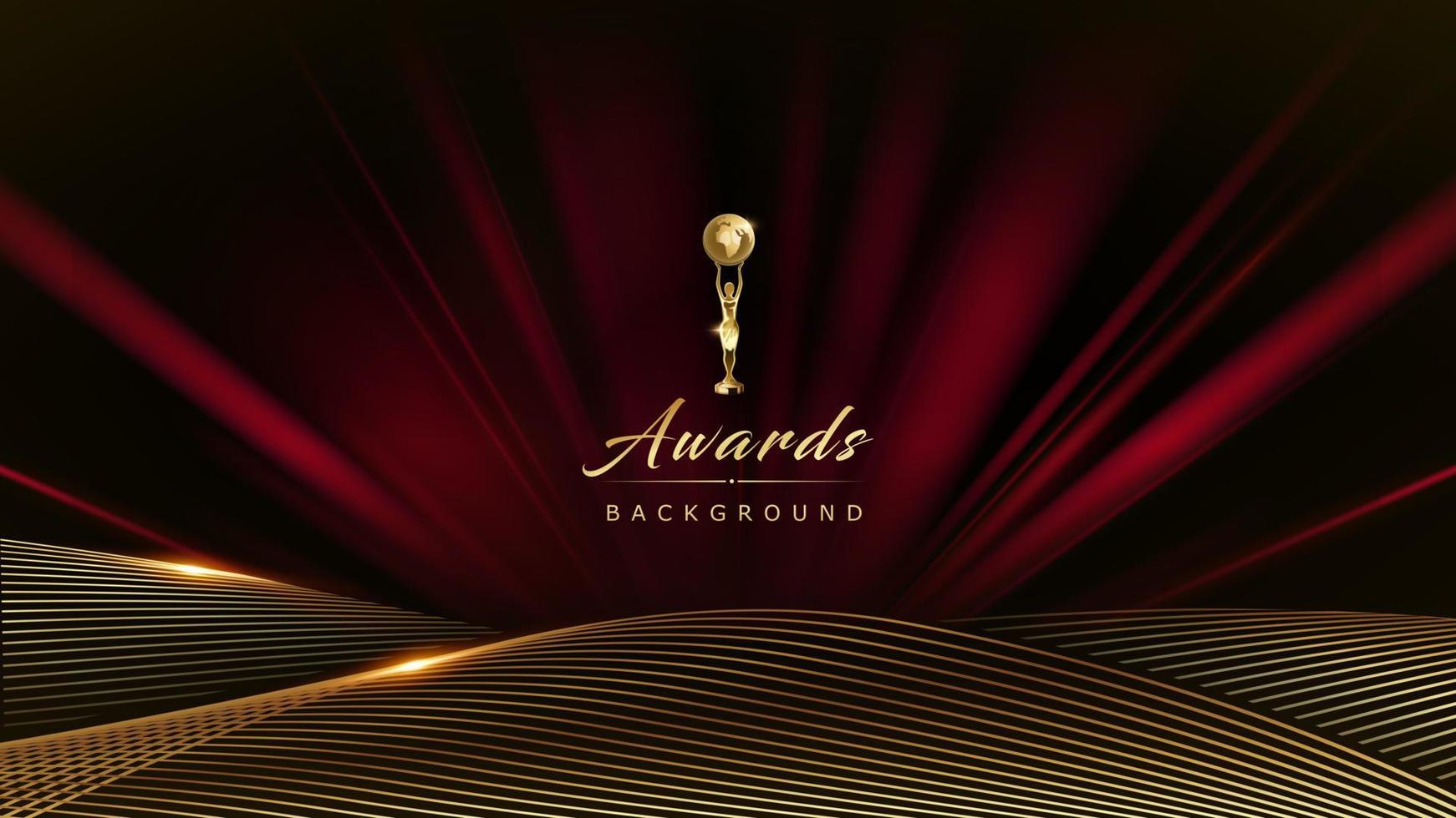 gouden rood stralen prijs achtergrond. jubileum nacht decoratief uitnodiging. stadium grafiek. bruiloft vermaak Hollywood bollywood nacht. elegant luxe. lichten elegant schijnen modern sjabloon certificaat vector