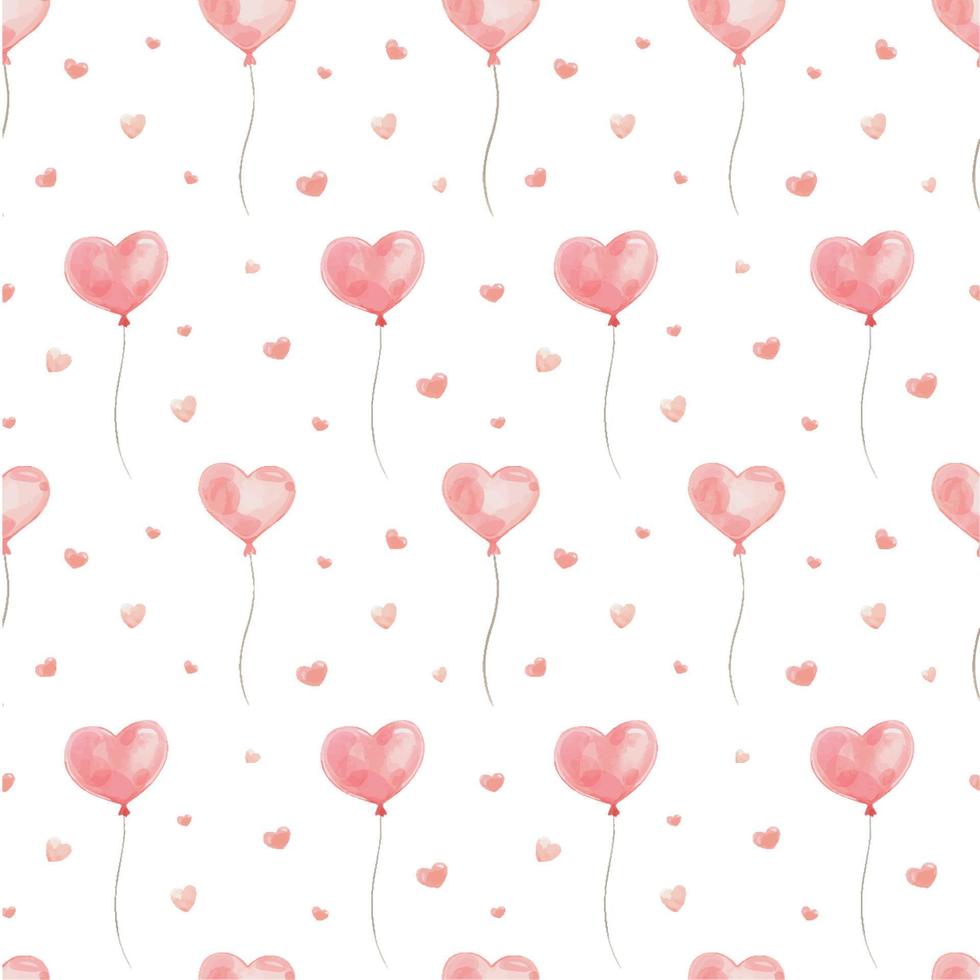 hartvormig ballonnen en harten Aan een wit achtergrond. waterverf naadloos patroon. perfect voor omhulsel papier, achtergrond, behang, textiel ontwerp voor Valentijnsdag dag. vector