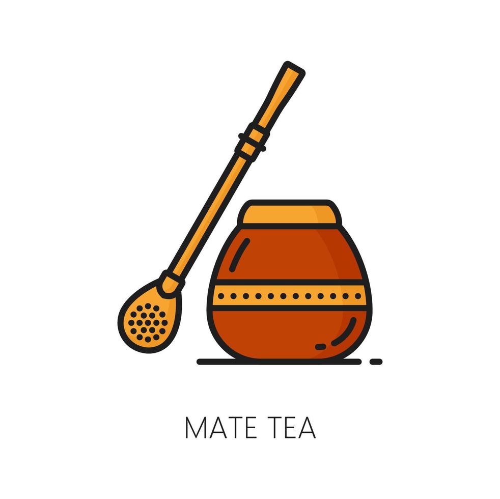 maat thee in kalebas en bombilla en yerba vector