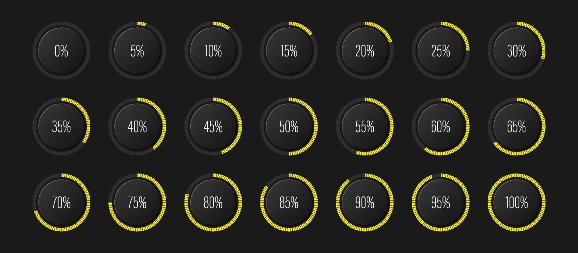 set van cirkel percentage-diagrammen vectorillustratie vector