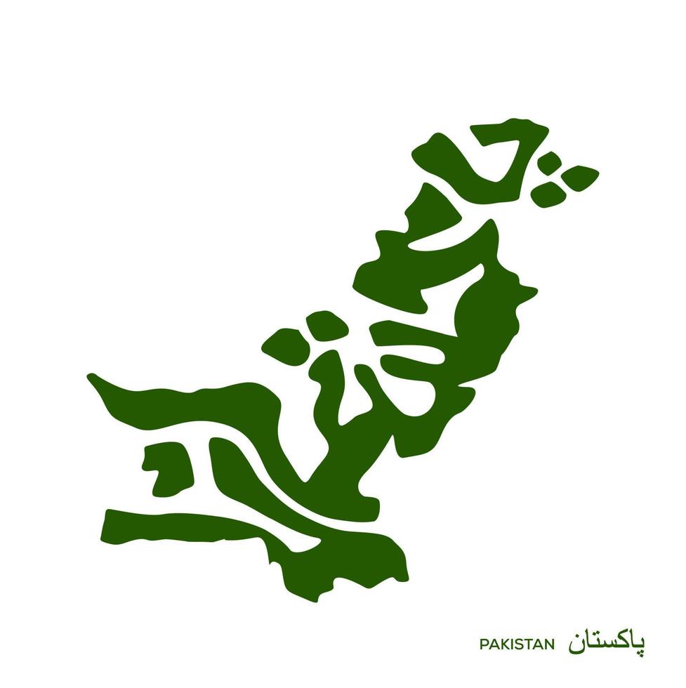 Pakistan kaart belettering met Urdu belettering. Pakistan kaart typografie. vector