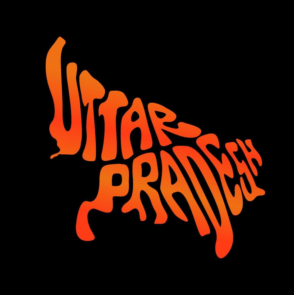 uttar pradesh staat kaart in Engels belettering. uttar pradesh typografie kaart. vector