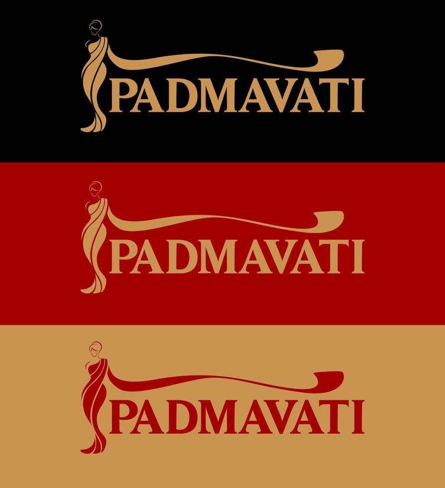 padmavati sari's logo met Dames figuur vector. padmavati merk belettering. vector