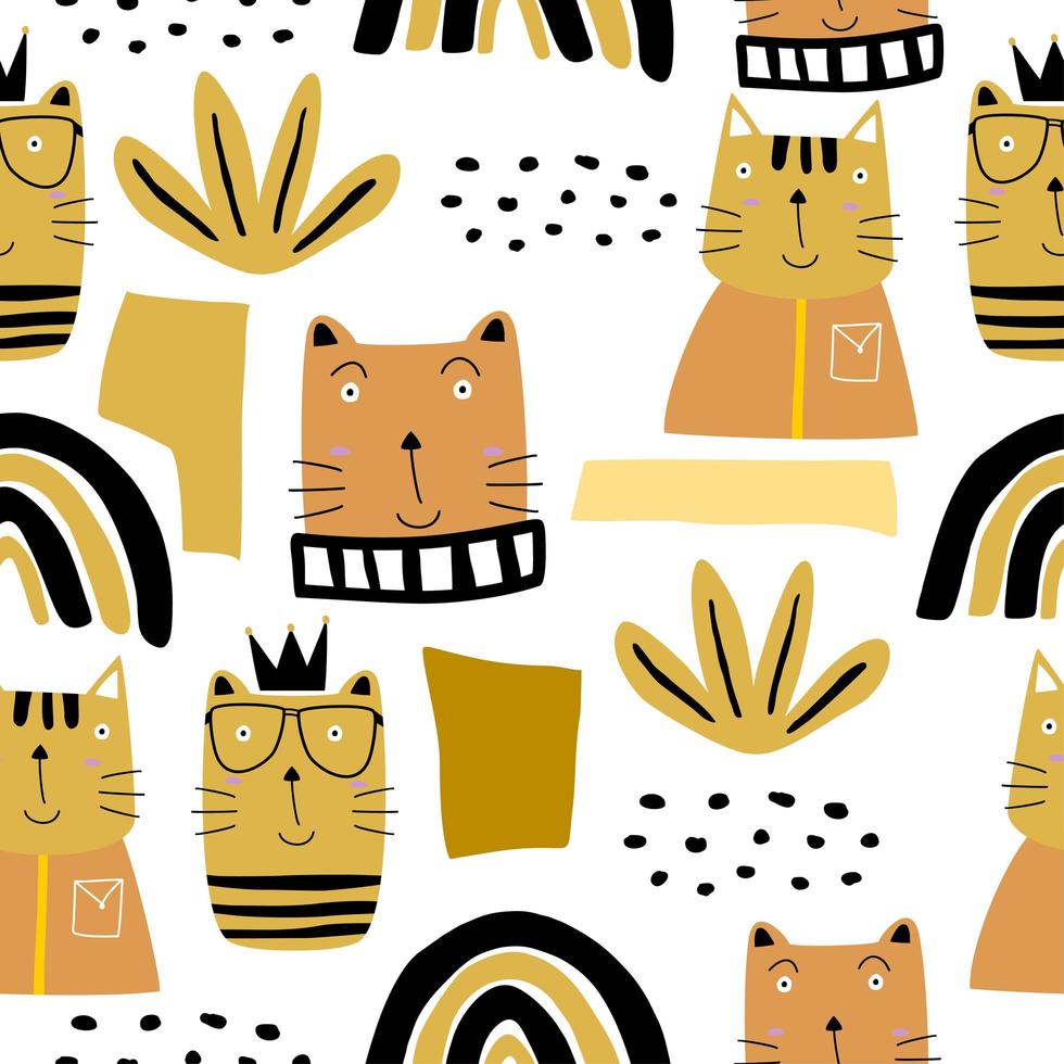 schattige katten naadloze patroon. creatieve kinderachtige textuur. vector