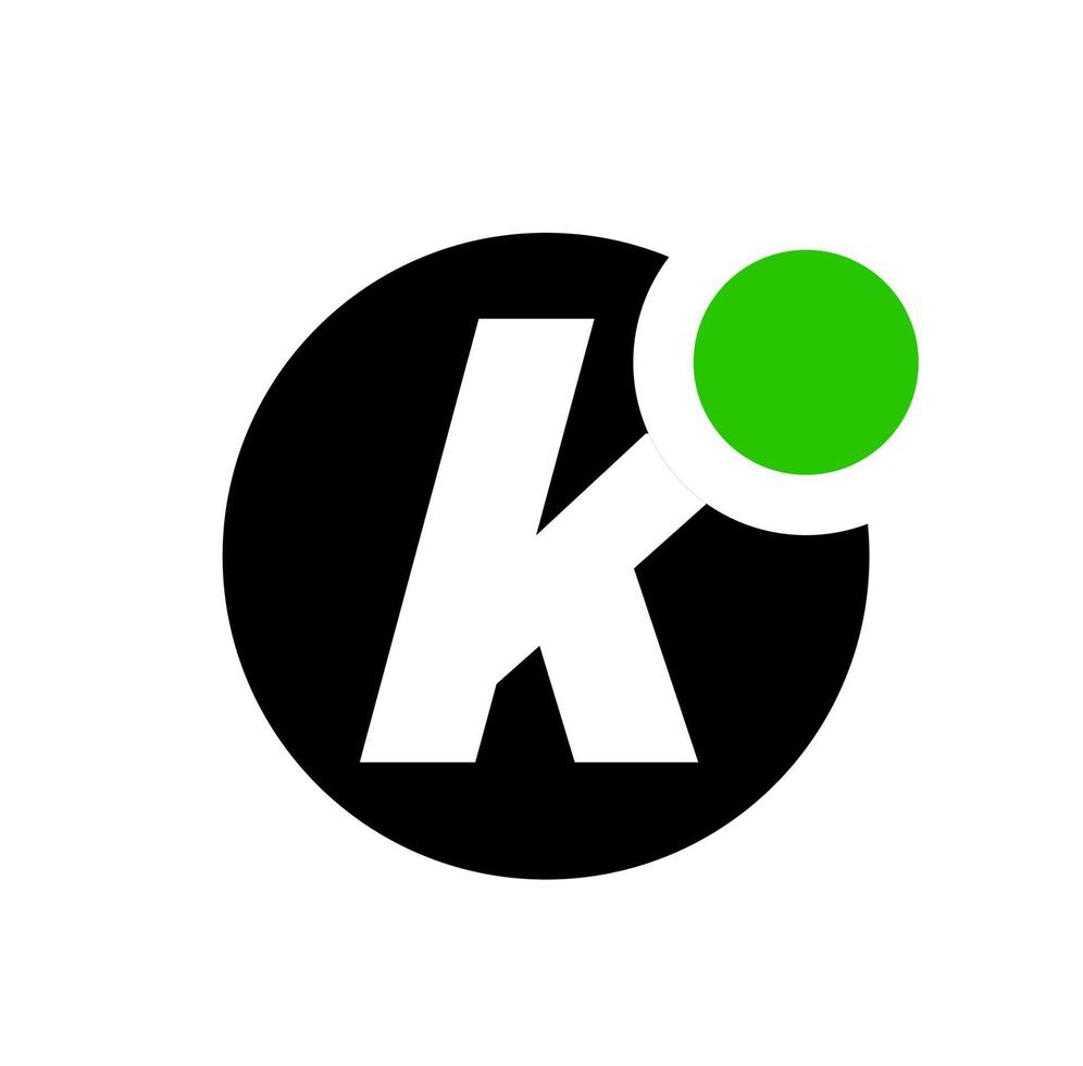 k punt bedrijf naam monogram. k met groen punt logo. vector